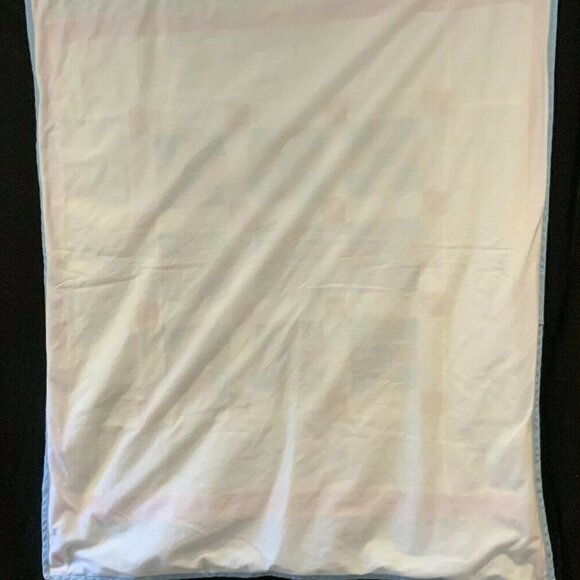 Handmade Baby Quilt Pastel Pink & Blue Patchwork Flannel Soft 38x47 - Picture 5 of 5